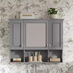 CASAINC 35 x 28 Wall Mounted Mirror Medicine Cabinet with Open Shelves, Modern Bathroom Storage Cabinet