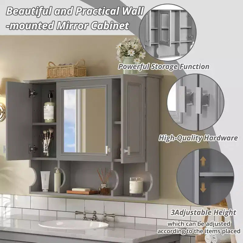 CASAINC Armoire de toilette murale 35 x 28 avec étagères ouvertes, meuble de rangement moderne pour salle de bain