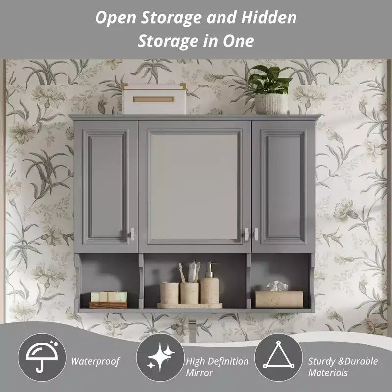 CASAINC Armoire de toilette murale 35 x 28 avec étagères ouvertes, meuble de rangement moderne pour salle de bain