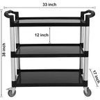 Chariot de service robuste de 163 kg avec roulettes verrouillables, chariot utilitaire roulant commercial à 3 niveaux pour cuisine de restaurant, nettoyage d'hôtel