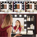 Coiffeuse 61 avec miroir et lumières, table de maquillage blanche avec 8 tiroirs et 2 étagères, 3 modes d'éclairage avec luminosité réglable