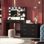 61 Vanity Desk with Mirror & Lights, White Makeup Dressing Table with 8 Drawers & 2 Shelves, 3 Lighting Modes with Adjustable Brightness