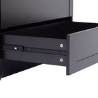 AEELLEEA 65 Armoire penderie noire 2 portes avec 2 tiroirs : Accents en rotin et serrure magnétique