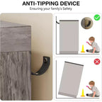 Armoire en panneau de particules, double porte, 4 tiroirs, gris | Chambre à coucher, Chambre d'enfant, Petit espace