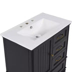 Meuble-lavabo de salle de bain de 30 po avec rangement, meuble bas de salle de bain en bois avec tiroirs et porte