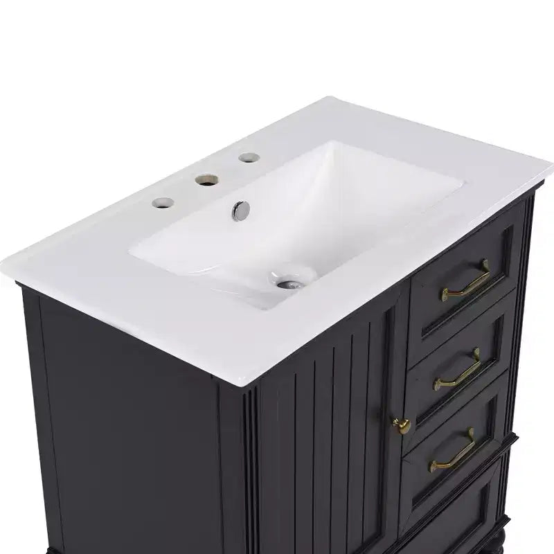 Meuble-lavabo de salle de bain de 30 po avec rangement, meuble bas de salle de bain en bois avec tiroirs et porte