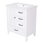 Meuble-lavabo de salle de bain de 30 po avec rangement, meuble bas de salle de bain en bois avec tiroirs et porte