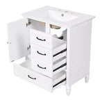 Meuble-lavabo de salle de bain de 30 po avec rangement, meuble bas de salle de bain en bois avec tiroirs et porte