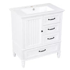 Meuble-lavabo de salle de bain de 30 po avec rangement, meuble bas de salle de bain en bois avec tiroirs et porte