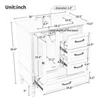 Meuble-lavabo de salle de bain de 30 po avec rangement, meuble bas de salle de bain en bois avec tiroirs et porte