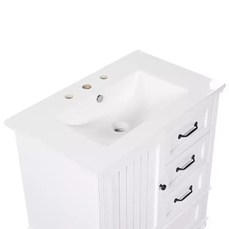 Meuble-lavabo de salle de bain de 30 po avec rangement, meuble bas de salle de bain en bois avec tiroirs et porte