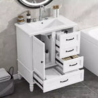 Meuble-lavabo de salle de bain de 30 po avec rangement, meuble bas de salle de bain en bois avec tiroirs et porte