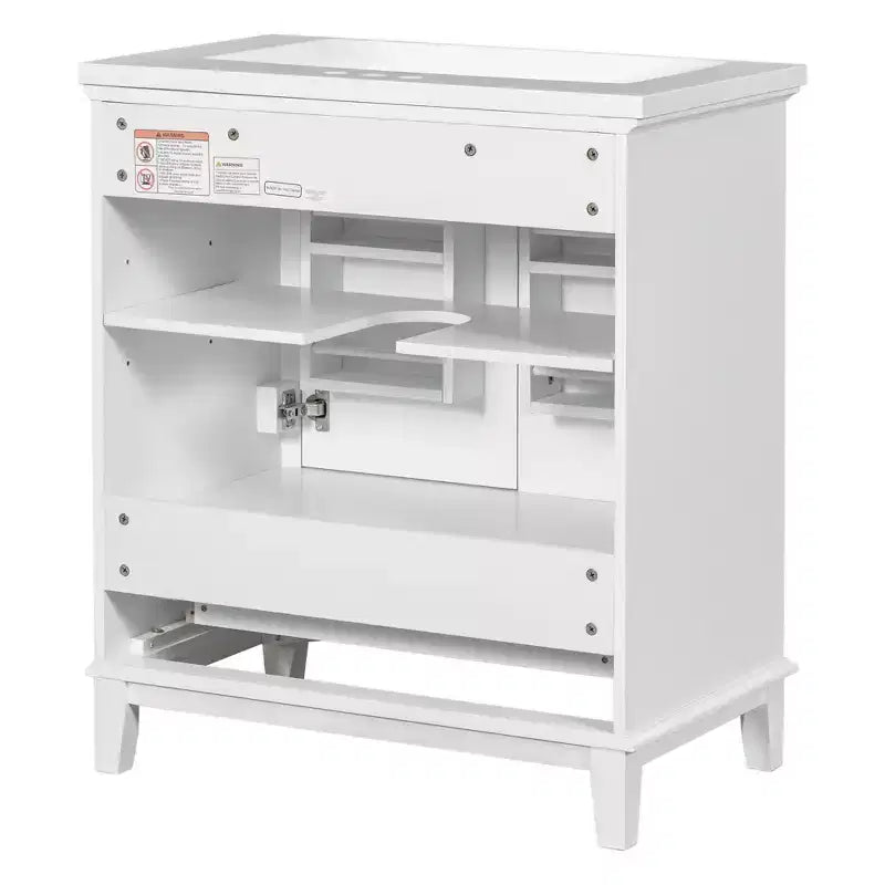 Meuble de salle de bain 2 en 1 avec lavabo et rangements, meuble bas de salle de bain en bois avec tiroirs et portes