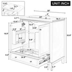 Meuble de salle de bain 2 en 1 avec lavabo et rangements, meuble bas de salle de bain en bois avec tiroirs et portes