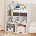 4 Tier Children's Wooden Bookcase with Drawers, 47.8 Inch Toy Storage Bookcase, Book Display Shelf, Nursery, Children's Room, Playroom, Classroom