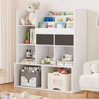 4 Tier Children's Wooden Bookcase with Drawers, 47.8 Inch Toy Storage Bookcase, Book Display Shelf, Nursery, Children's Room, Playroom, Classroom