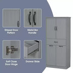 Meuble de rangement de salle de bain avec 2 paniers à linge, armoire haute anti-basculement à double porte basculante avec 2 portes et 1 tiroir pour linge sale caché