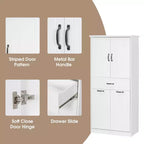 Meuble de rangement de salle de bain avec 2 paniers à linge, armoire haute anti-basculement à double porte basculante avec 2 portes et 1 tiroir pour linge sale caché