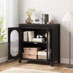 Meuble de rangement avec étagères réglables, meuble de rangement décoratif noir, convient pour le salon, la salle à manger et l'entrée.