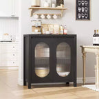 Meuble de rangement avec étagères réglables, meuble de rangement décoratif noir, convient pour le salon, la salle à manger et l'entrée.