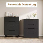 Commode haute à 4 tiroirs Armoire de rangement verticale en bois de 105,4 cm avec design autoportant pour chambre à coucher, salon, couloir et entrée, noir