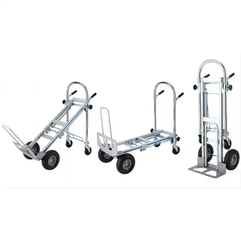 1000 Lbs Capacity Aluminum Folding Hand Truck, 4-in-1 Convertible Dolly Cart with Rubber Wheels for Warehouse Supermarket Garden