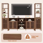 Meuble TV avec étagères, meuble TV de style ferme pour téléviseurs de 70 pouces, meubles TV de salon avec étagères réglables et armoire de rangement