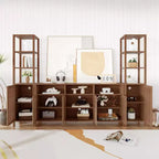 Meuble TV avec étagères, meuble TV de style ferme pour téléviseurs de 70 pouces, meubles TV de salon avec étagères réglables et armoire de rangement