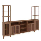 Meuble TV avec étagères, meuble TV de style ferme pour téléviseurs de 70 pouces, meubles TV de salon avec étagères réglables et armoire de rangement