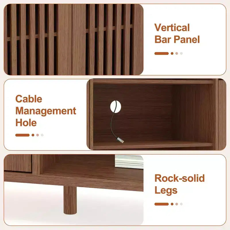 Meuble TV avec étagères, meuble TV de style ferme pour téléviseurs de 70 pouces, meubles TV de salon avec étagères réglables et armoire de rangement