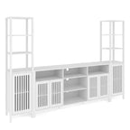 Meuble TV avec étagères, meuble TV de style ferme pour téléviseurs de 70 pouces, meubles TV de salon avec étagères réglables et armoire de rangement