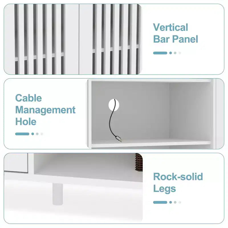 Meuble TV avec étagères, meuble TV de style ferme pour téléviseurs de 70 pouces, meubles TV de salon avec étagères réglables et armoire de rangement