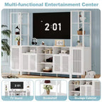 Meuble TV avec étagères, meuble TV de style ferme pour téléviseurs de 70 pouces, meubles TV de salon avec étagères réglables et armoire de rangement