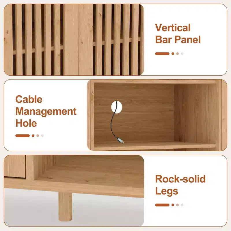 Meuble TV avec étagères, meuble TV de style ferme pour téléviseurs de 70 pouces, meubles TV de salon avec étagères réglables et armoire de rangement