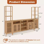Meuble TV avec étagères, meuble TV de style ferme pour téléviseurs de 70 pouces, meubles TV de salon avec étagères réglables et armoire de rangement
