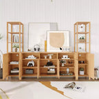 Meuble TV avec étagères, meuble TV de style ferme pour téléviseurs de 70 pouces, meubles TV de salon avec étagères réglables et armoire de rangement