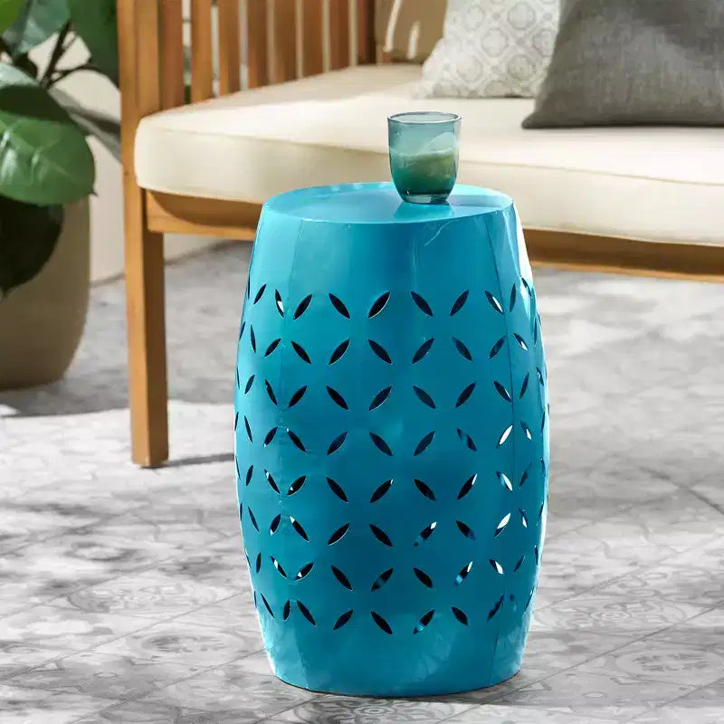 Table d'appoint cylindrique industrielle Zeus & Ruta 12 avec découpe incurvée pour l'intérieur et l'extérieur