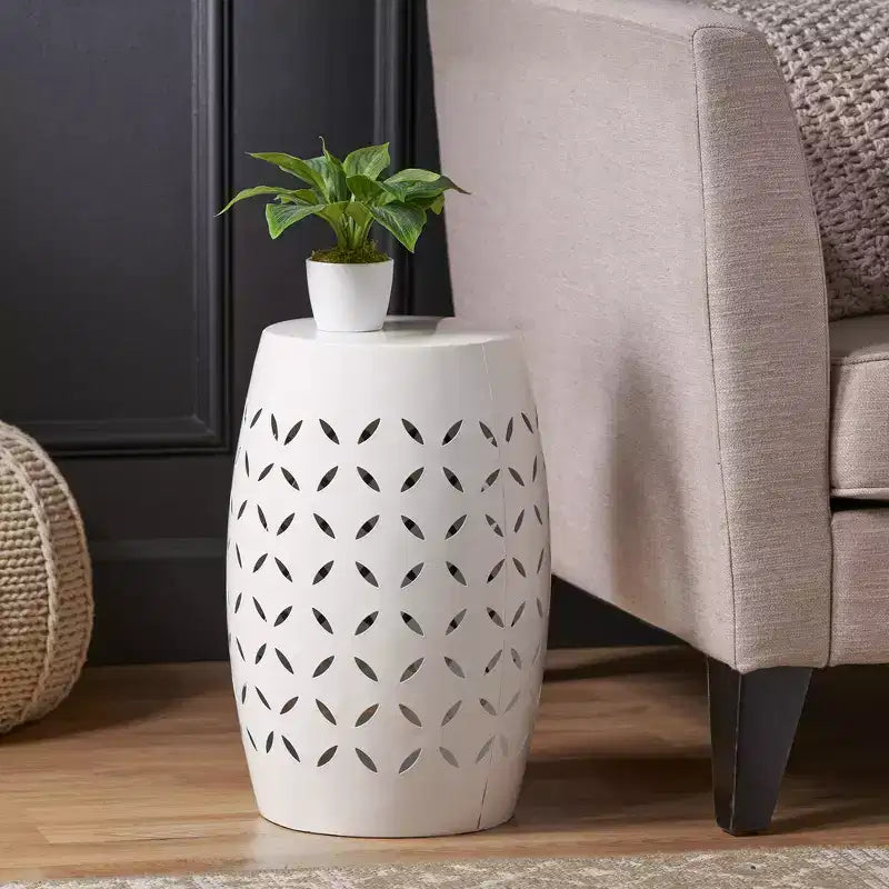 Table d'appoint cylindrique industrielle Zeus & Ruta 12 avec découpe incurvée pour l'intérieur et l'extérieur