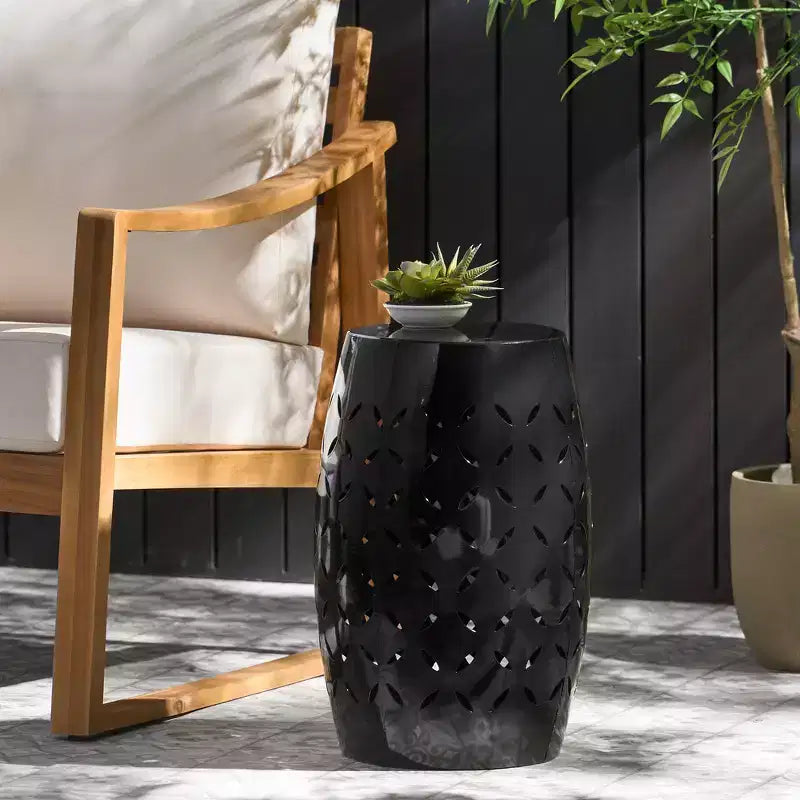 Table d'appoint cylindrique industrielle Zeus & Ruta 12 avec découpe incurvée pour l'intérieur et l'extérieur