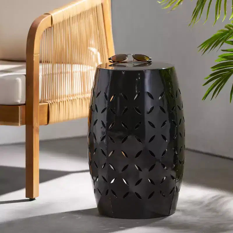 Table d'appoint cylindrique industrielle Zeus & Ruta 12 avec découpe incurvée pour l'intérieur et l'extérieur