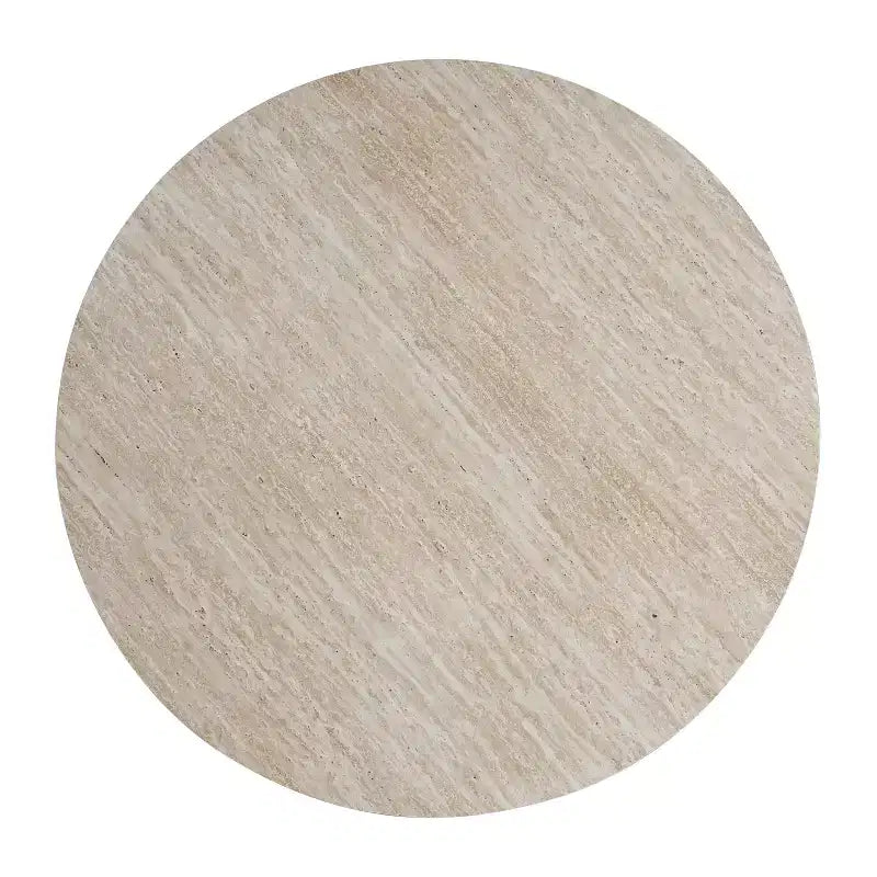 Table basse ronde de 31,5 po, plateau en motif marbre et base en bois brun entrecroisé, table d'appoint de salon moderne - ModernLuxe