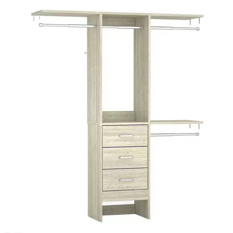 Besiost Système de rangement de placard 4FT avec tiroirs en tissu, Petite armoire avec tringles de suspension