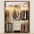 Besiost Système de rangement de placard 4FT avec tiroirs en tissu, Petite armoire avec tringles de suspension