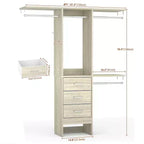 Besiost Système de rangement de placard 4FT avec tiroirs en tissu, Petite armoire avec tringles de suspension