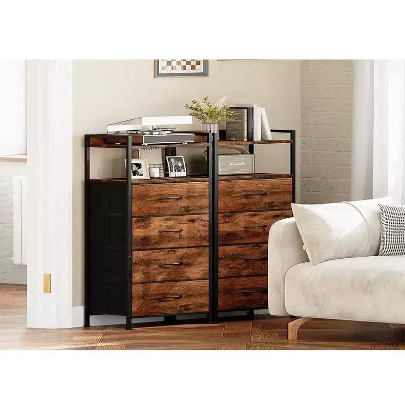 Meuble de rangement avec 4 tiroirs, équipé d'un plateau en bois et d'une coiffeuse, adapté aux chambres et aux cuisines, 41x29x83.5 cm
