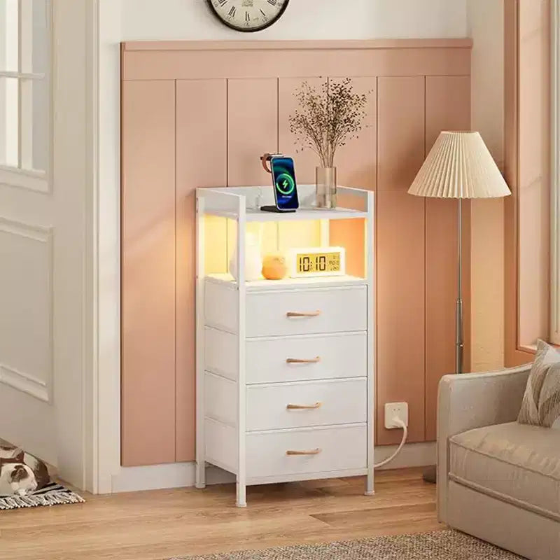 Meuble de rangement avec 4 tiroirs, équipé d'un plateau en bois et d'une coiffeuse, adapté aux chambres et aux cuisines, 41x29x83.5 cm