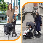 Poussette triple compacte pliable pour enfants, poussette bébé portable légère avec auvent pour les voyages et l'utilisation quotidienne