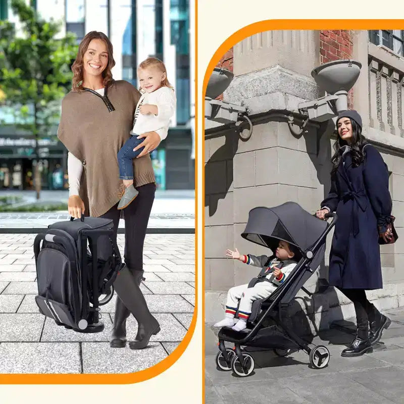 Poussette triple compacte pliable pour enfants, poussette bébé portable légère avec auvent pour les voyages et l'utilisation quotidienne
