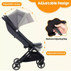 Poussette triple compacte pliable pour enfants, poussette bébé portable légère avec auvent pour les voyages et l'utilisation quotidienne