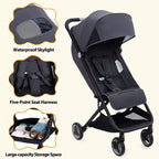 Poussette triple compacte pliable pour enfants, poussette bébé portable légère avec auvent pour les voyages et l'utilisation quotidienne